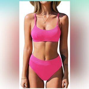 CUPSHE brand NWT hot pink bikini, size small top, medium bottom